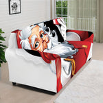 Cartoon Santa Claus Print Sofa Cover