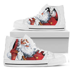 Cartoon Santa Claus Print White High Top Shoes
