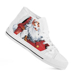 Cartoon Santa Claus Print White High Top Shoes