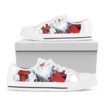 Cartoon Santa Claus Print White Low Top Shoes