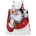 Cartoon Santa Claus Print Women's Racerback Tank Top