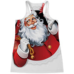 Cartoon Santa Claus Print Women's Racerback Tank Top