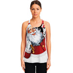 Cartoon Santa Claus Print Women's Racerback Tank Top