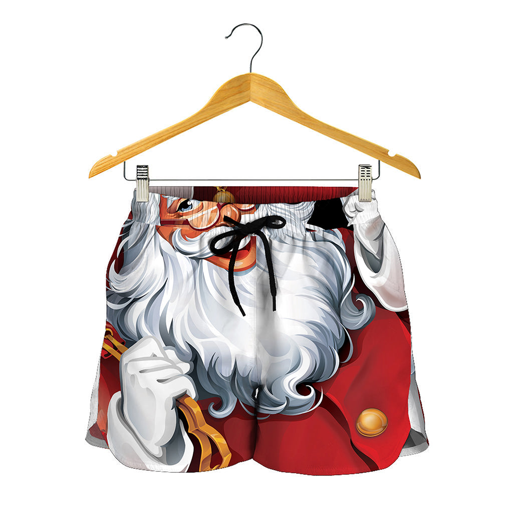 Cartoon Santa Claus Print Women's Shorts