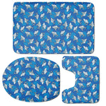Cartoon Shark Pattern Print 3 Piece Bath Mat Set