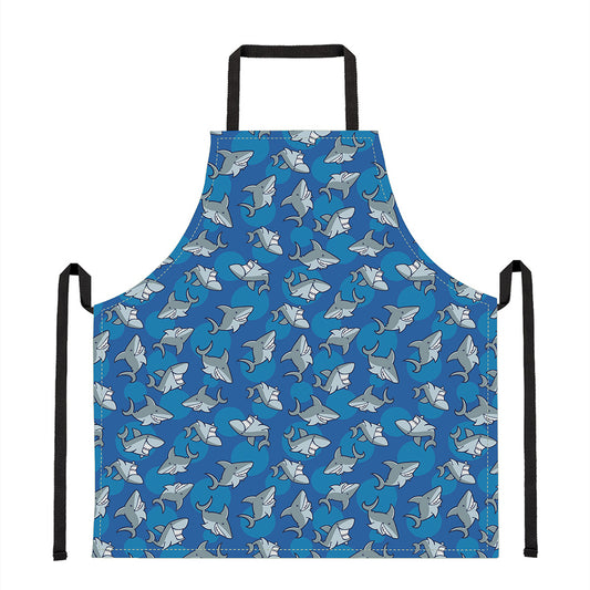 Cartoon Shark Pattern Print Apron