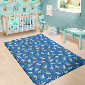 Cartoon Shark Pattern Print Area Rug