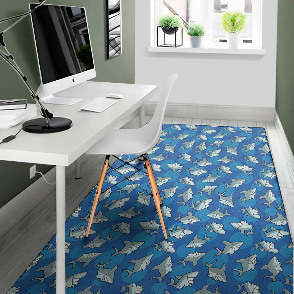 Cartoon Shark Pattern Print Area Rug