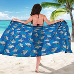 Cartoon Shark Pattern Print Beach Sarong Wrap