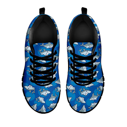 Cartoon Shark Pattern Print Black Sneakers