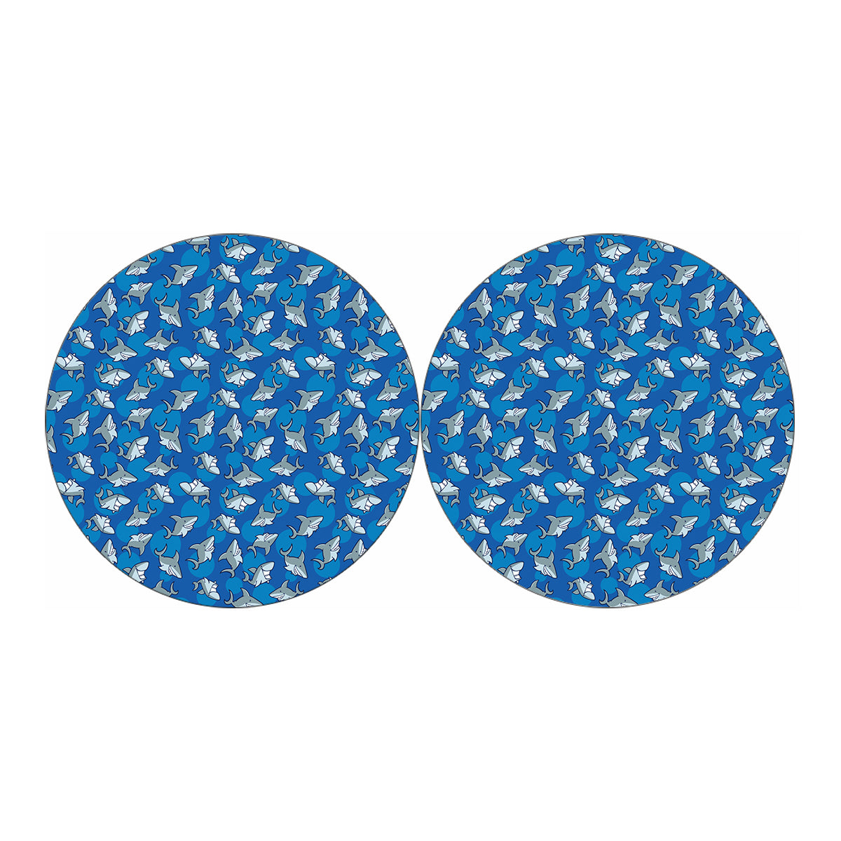 Cartoon Shark Pattern Print Car Coasters