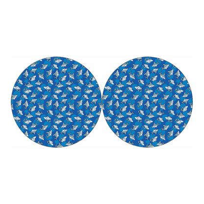 Cartoon Shark Pattern Print Car Coasters