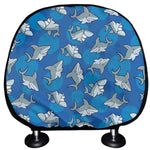 Cartoon Shark Pattern Print Car Headrest Covers