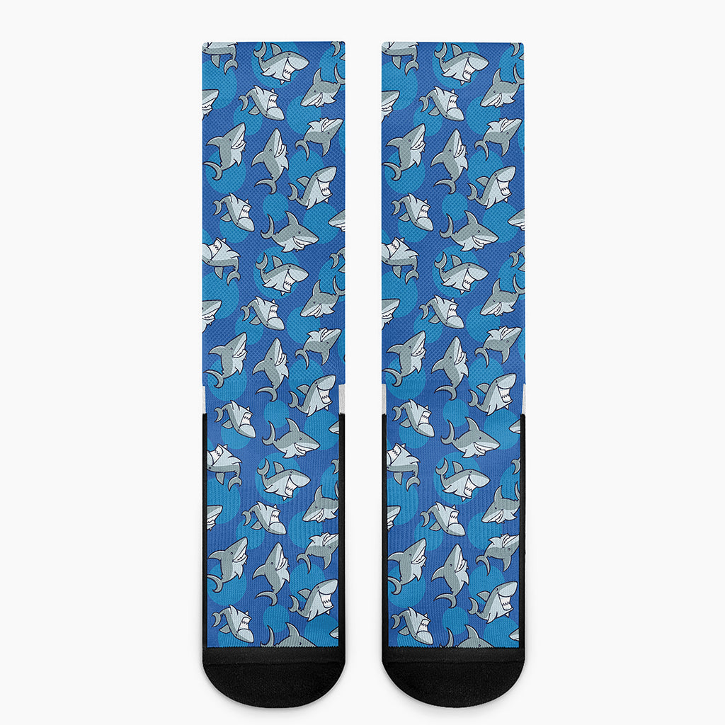 Cartoon Shark Pattern Print Crew Socks