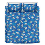 Cartoon Shark Pattern Print Duvet Cover Bedding Set
