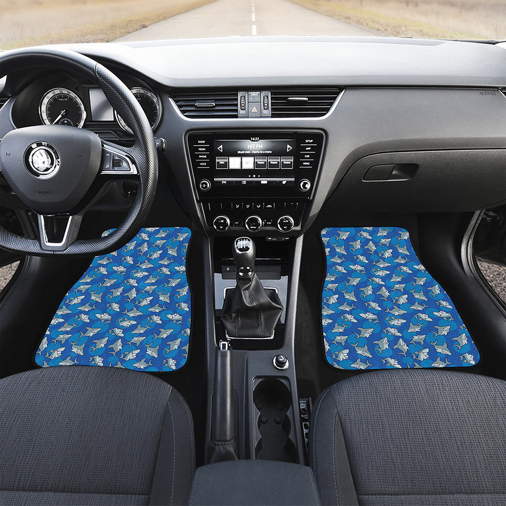 Cartoon Shark Pattern Print Front and Back Car Floor Mats