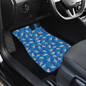 Cartoon Shark Pattern Print Front and Back Car Floor Mats