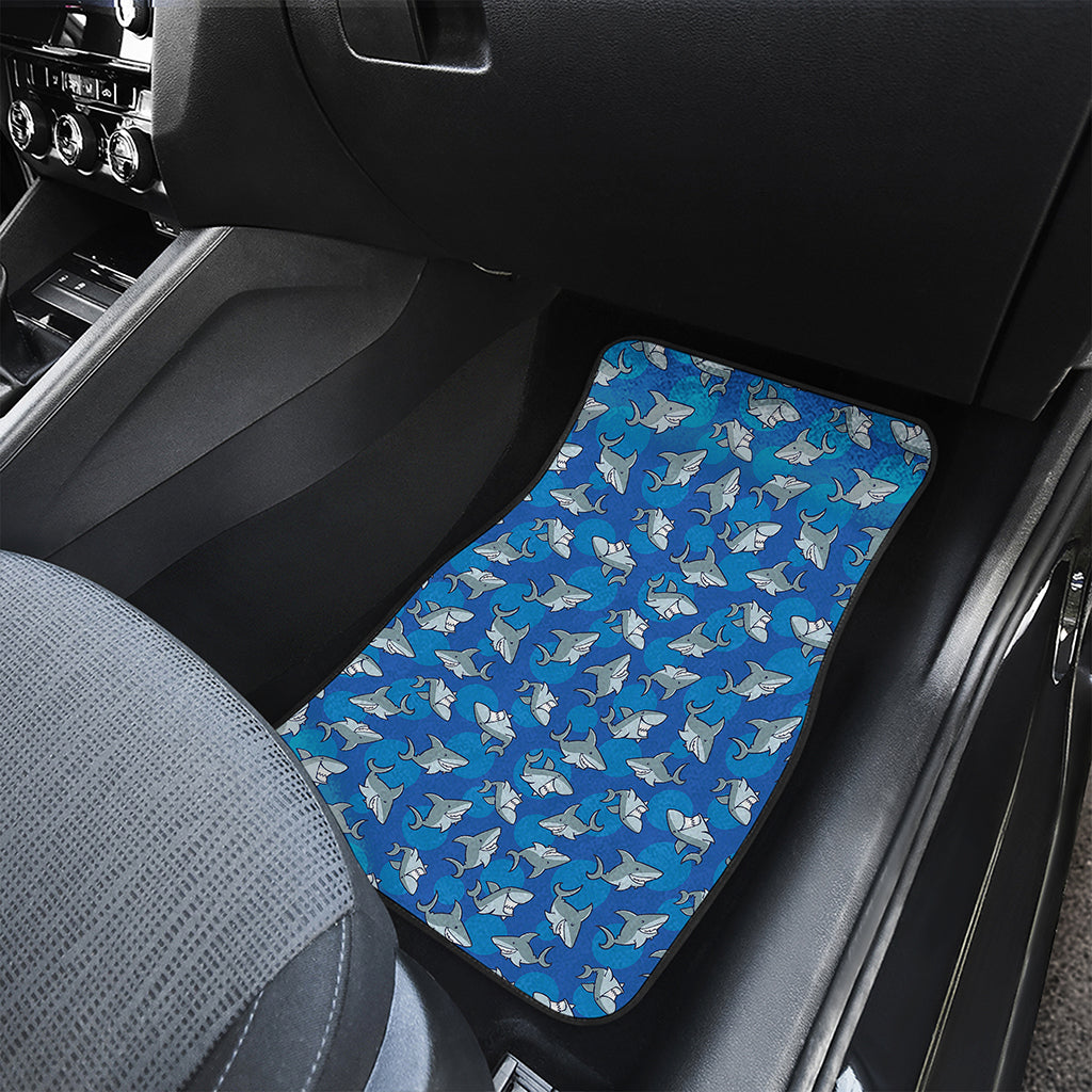 Cartoon Shark Pattern Print Front Car Floor Mats