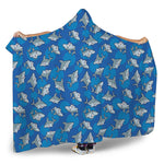 Cartoon Shark Pattern Print Hooded Blanket