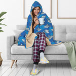 Cartoon Shark Pattern Print Hooded Blanket