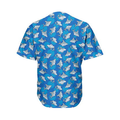 Cartoon Shark Pattern Print Men's Baseball Jersey