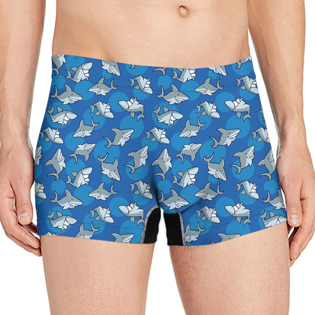 Cartoon Shark Pattern Print Men's Boxer Briefs