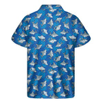 Cartoon Shark Pattern Print Men's Short Sleeve Shirt