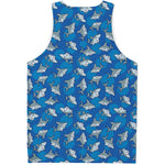 Cartoon Shark Pattern Print Men's Tank Top