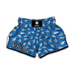 Cartoon Shark Pattern Print Muay Thai Boxing Shorts