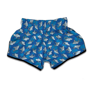 Cartoon Shark Pattern Print Muay Thai Boxing Shorts