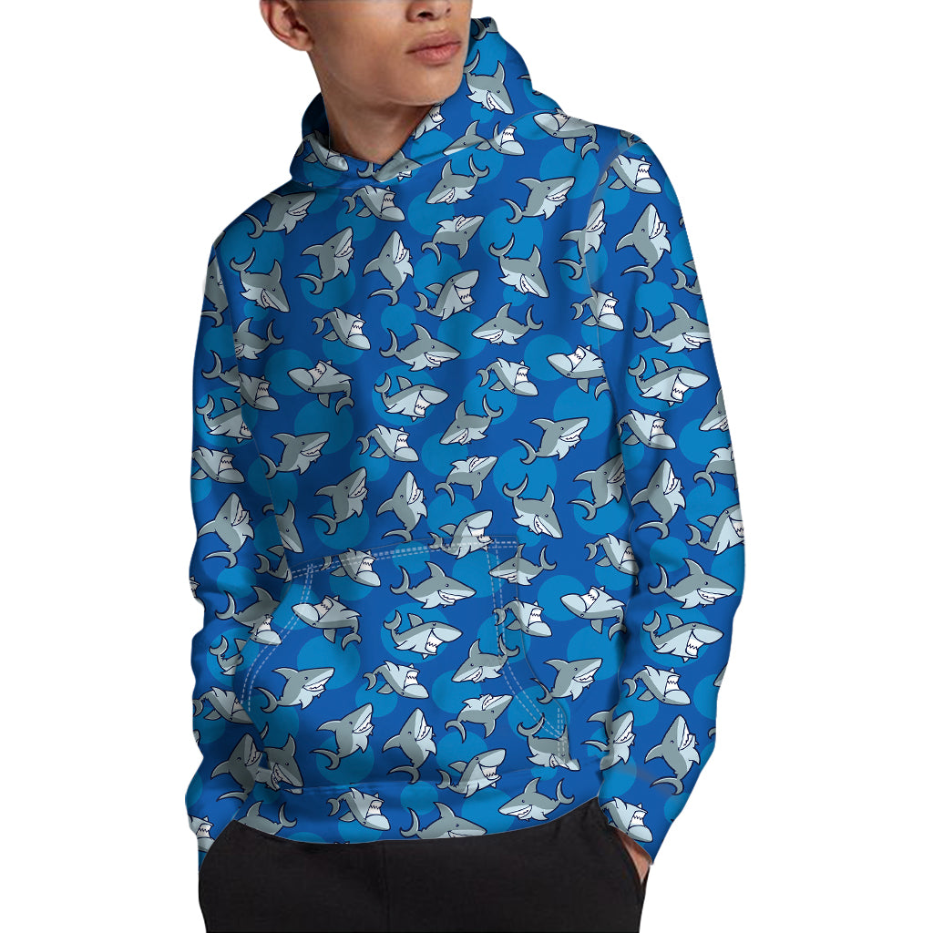 Cartoon Shark Pattern Print Pullover Hoodie