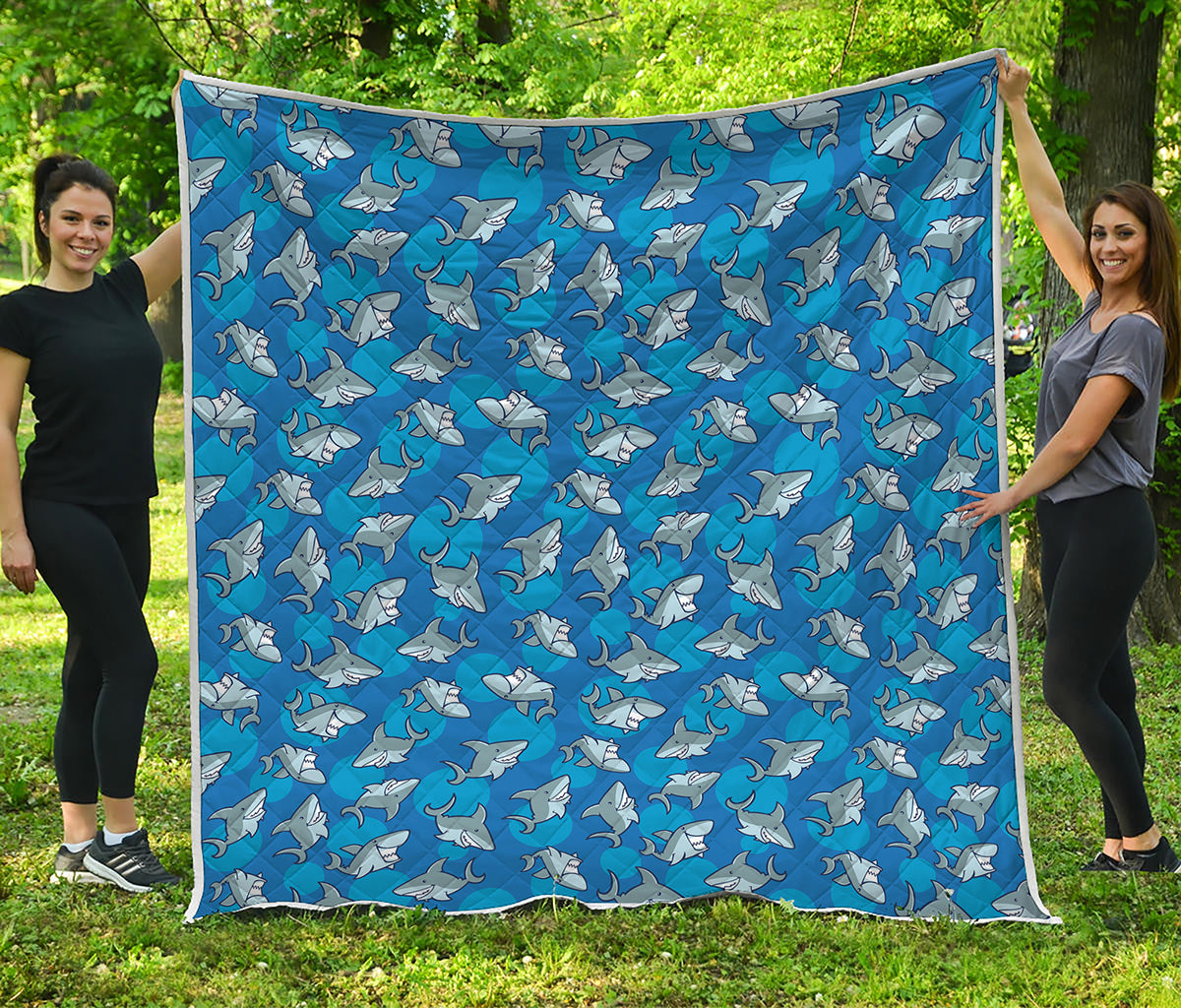 Cartoon Shark Pattern Print Quilt