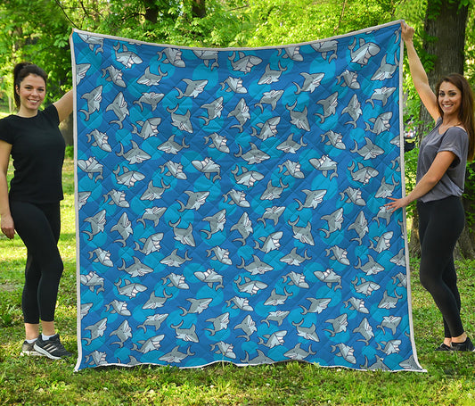 Cartoon Shark Pattern Print Quilt