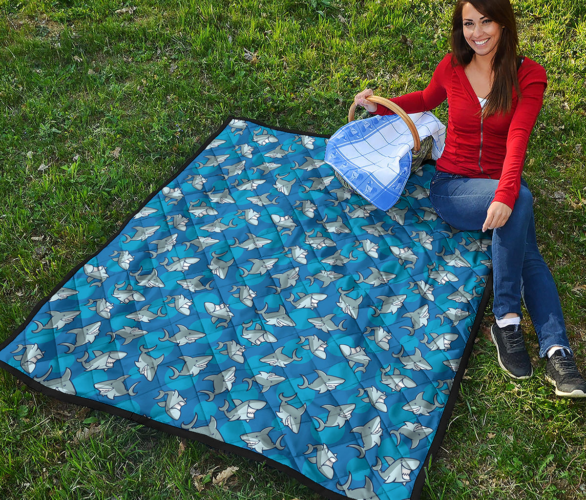 Cartoon Shark Pattern Print Quilt