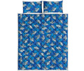 Cartoon Shark Pattern Print Quilt Bed Set