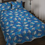 Cartoon Shark Pattern Print Quilt Bed Set