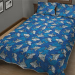 Cartoon Shark Pattern Print Quilt Bed Set