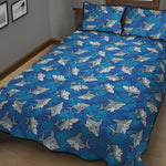 Cartoon Shark Pattern Print Quilt Bed Set