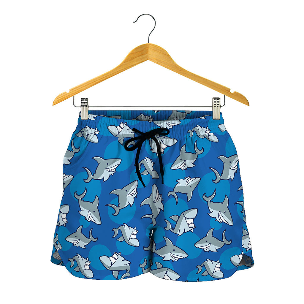 Cartoon Shark Pattern Print Women's Shorts