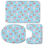 Cartoon Sheep Pattern Print 3 Piece Bath Mat Set