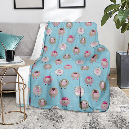 Cartoon Sheep Pattern Print Blanket