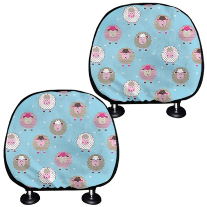 Cartoon Sheep Pattern Print Car Headrest Covers