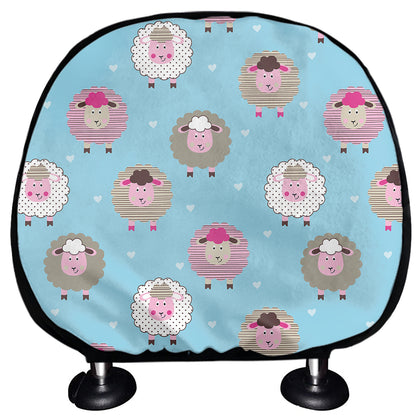 Cartoon Sheep Pattern Print Car Headrest Covers