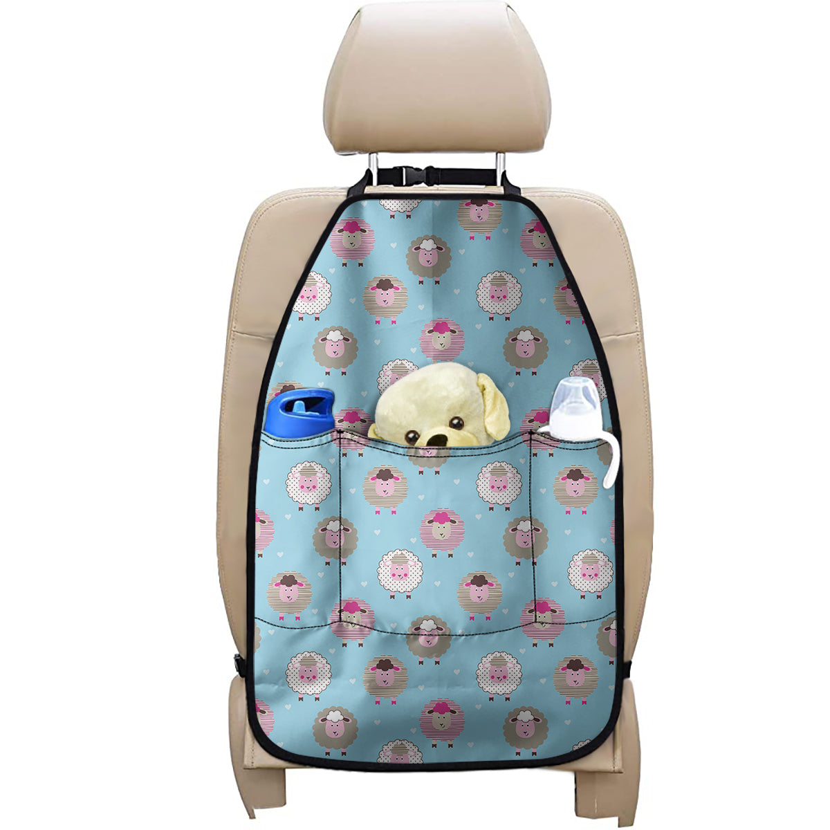 Cartoon Sheep Pattern Print Car Seat Organizers