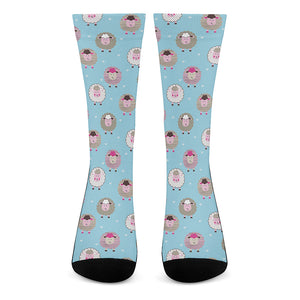 Cartoon Sheep Pattern Print Crew Socks