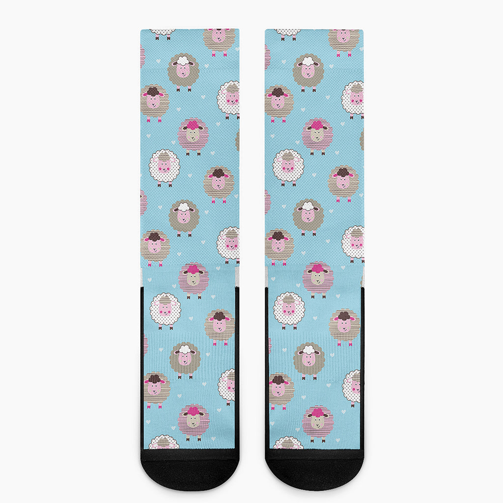 Cartoon Sheep Pattern Print Crew Socks