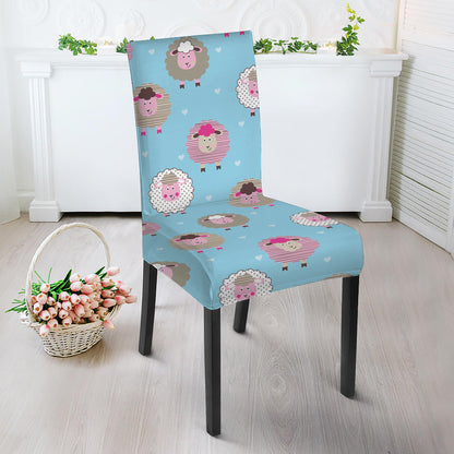 Cartoon Sheep Pattern Print Dining Chair Slipcover