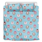 Cartoon Sheep Pattern Print Duvet Cover Bedding Set
