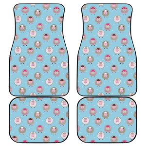 Cartoon Sheep Pattern Print Front and Back Car Floor Mats