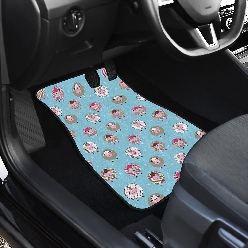 Cartoon Sheep Pattern Print Front and Back Car Floor Mats